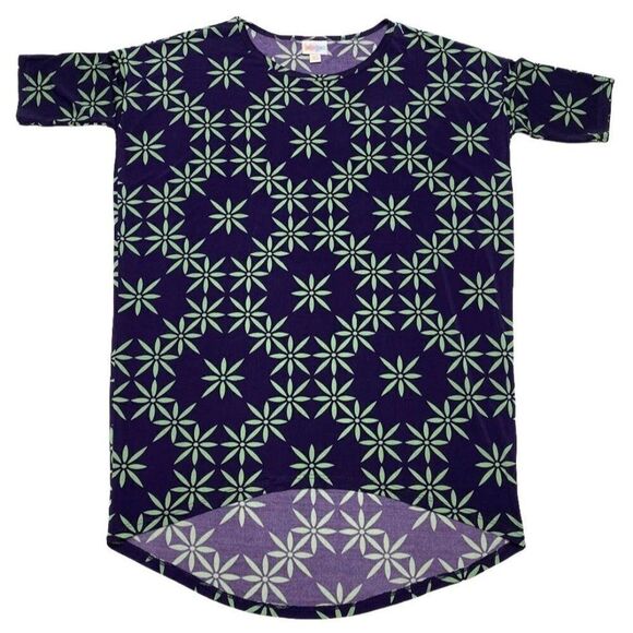 LuLaRoe Tops - LuLaRoe Irma Purple Green Floral Slinky High Low Tunic Top Sz XXS